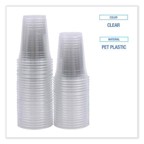 Clear Plastic Cold Cups, 16 oz, PET, 50 Cups/Sleeve, 20 Sleeves/Carton