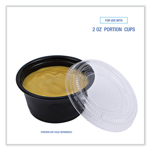 Image of Boardwalk® Souffle/Portion Cup Lids, Fits 1.5 Oz And 2 Oz Portion Cups, Clear, 2,500/Carton