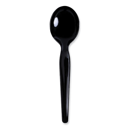 Heavyweight Polystyrene Cutlery, Soup Spoon, Black, 1000/Carton
