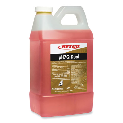 Betco® pH7Q Dual Neutral Disinfectant Cleaner, Lemon Scent, 67.6 oz Bottle, 4/Carton