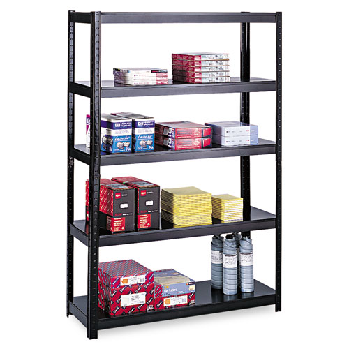 Boltless Steel Shelving, Five-Shelf, 36w x 18d x 72h, Black