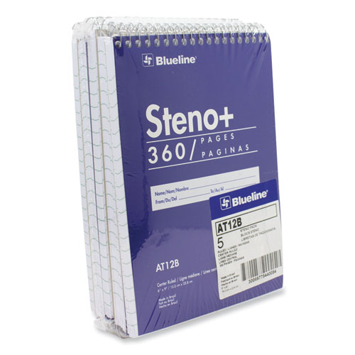 Image of Blueline® High-Capacity Steno Pad, Medium/College Rule, Blue Cover, 180 White 6 X 9 Sheets