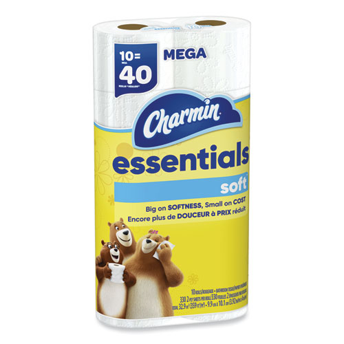 Image of Charmin® Essentials Soft Bathroom Tissue, Septic Safe, 2-Ply, White, 330 Sheets/Roll, 30 Rolls/Carton
