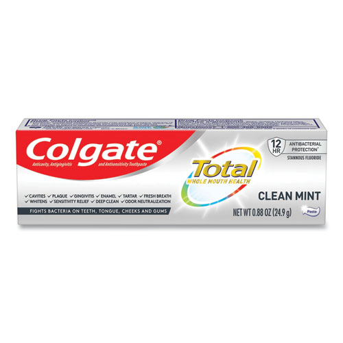 Image of Colgate® Total Toothpaste, Coolmint, 0.88 Oz, 24/Carton
