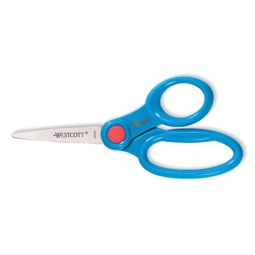 Kids' Scissors with Antimicrobial Protection, Pointed Tip, 5" Long, 2" Cut Length, Randomly Assorted Straight Handles