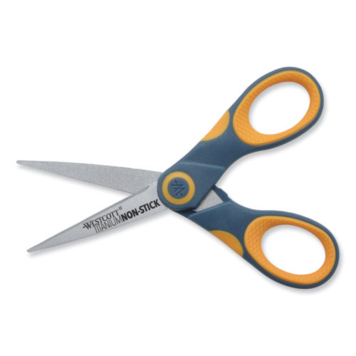 Image of Westcott® Titanium Bonded Scissors, 5" Long, Gray/Orange Straight Handle
