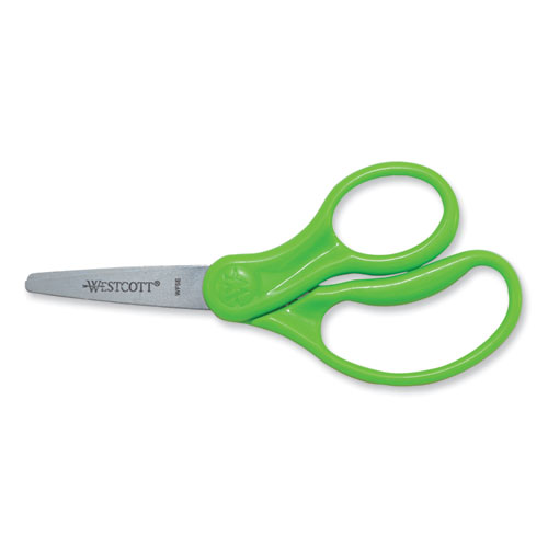 Image of Westcott® For Kids Scissors, Pointed Tip, 5" Long, 1.75" Cut Length, Assorted Straight Handles, 12/Pack