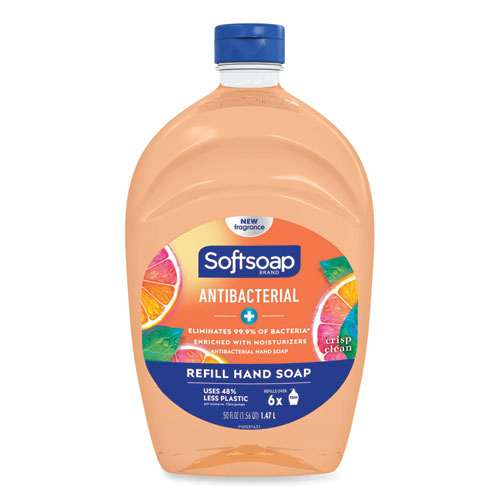 Image of Antibacterial Liquid Hand Soap Refills, Fresh, 50 oz, Orange, 6/Carton