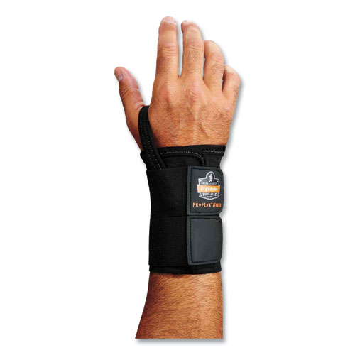 Ergodyne® Proflex 4010 Double Strap Wrist Support, Large, Fits Right Hand, Black, Ships In 1-3 Business Days
