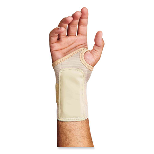 Image of Ergodyne® Proflex 4000 Single Strap Wrist Support, Medium, Fits Right Hand, Tan, Ships In 1-3 Business Days