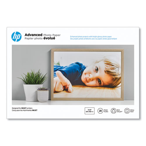Image of Hp Advanced Photo Paper, 10.5 Mil, 13 X 19, Glossy White, 20/Pack