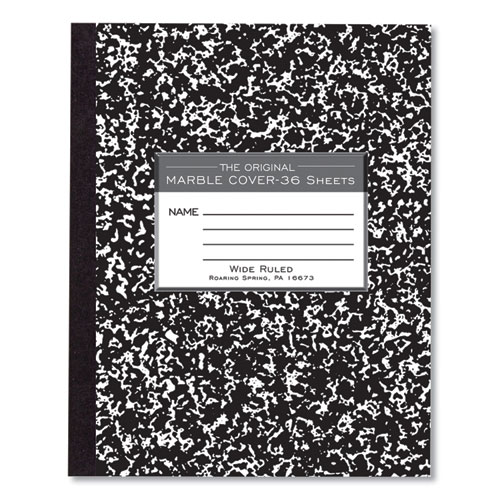 Roaring Spring® Marble Cover Composition Book, Wide/Legal Rule, Black Marble Cover, (36) 8.5 X 7 Sheets