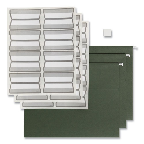 Smead™ 100% Recycled Hanging File Folders With Protab Kit, Letter Size, 1/3-Cut, Standard Green