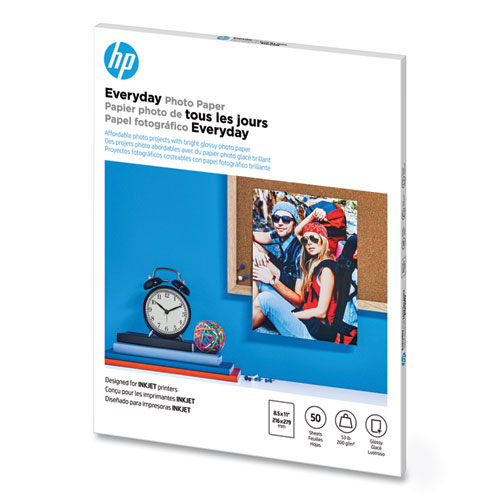 Image of Hp Everyday Photo Paper, 8 Mil, 8.5 X 11, Glossy White, 50/Pack