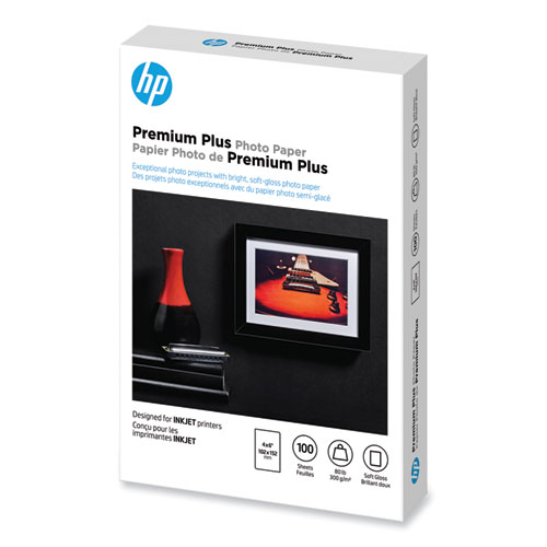 Image of Hp Premium Plus Photo Paper, 11.5 Mil, 4 X 6, Soft-Gloss White, 100/Pack