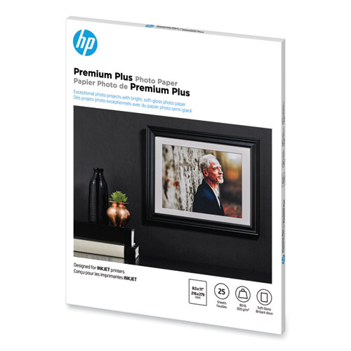 Premium Plus Photo Paper, 11.5 mil, 8.5 x 11, Soft-Gloss White, 25/Pack