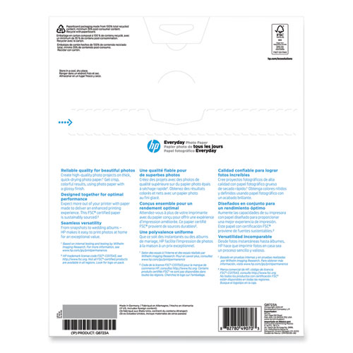 Image of Hp Everyday Photo Paper, 8 Mil, 8.5 X 11, Glossy White, 50/Pack