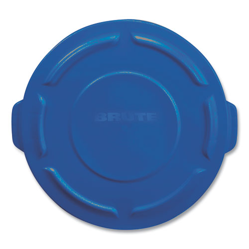 Rubbermaid® Commercial Round Flat Top Lid, For 32 Gal Round Brute Containers, 22.25" Diameter, Blue