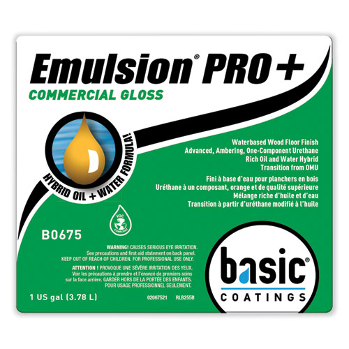 Emulsion Pro+ Floor Finish and Sealer, 1 gal Bottle, 4/Carton
