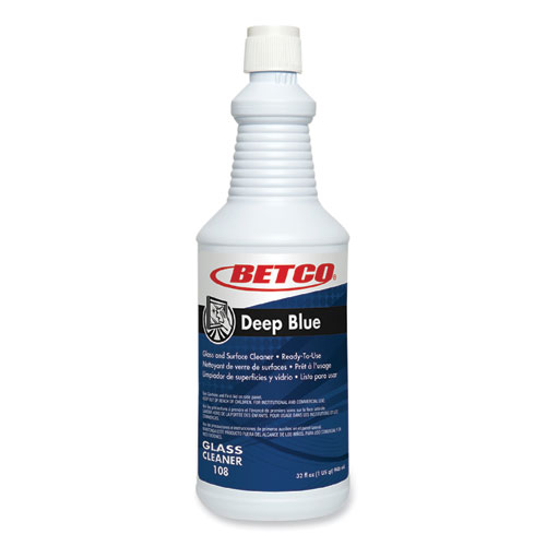 Betco® Deep Blue Glass and Surface Cleaner, 2 L Bottle, 4/Carton