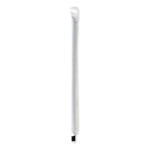 Image of Boardwalk® Wrapped Jumbo Straws, 7.75", Polypropylene, Black, 250/Pack, 50 Packs/Carton