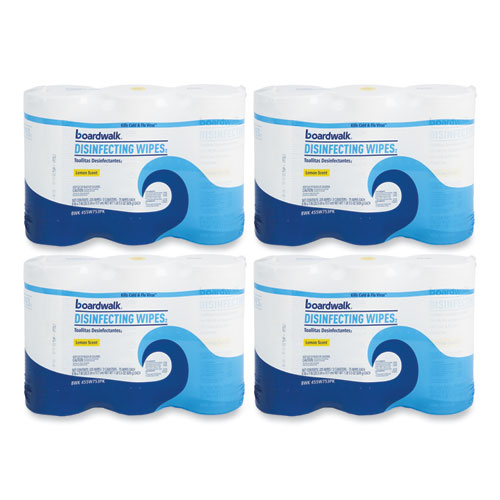 Disinfecting Wipes, 7 x 8, Lemon Scent, 75/Canister, 12 Canisters/Carton