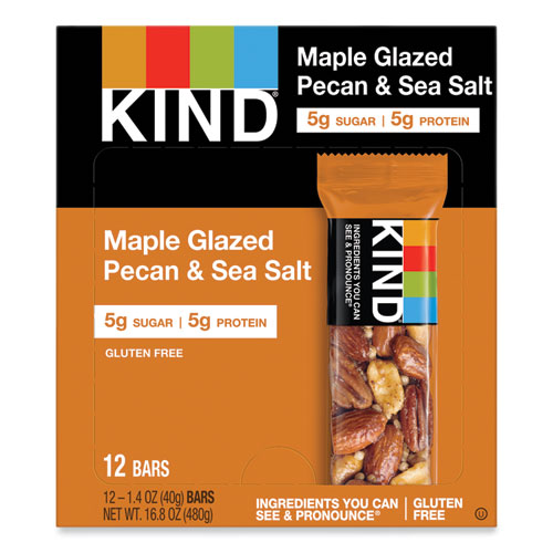 Image of Kind Nuts And Spices Bar, Maple Glazed Pecan And Sea Salt, 1.4 Oz Bar, 12/Box