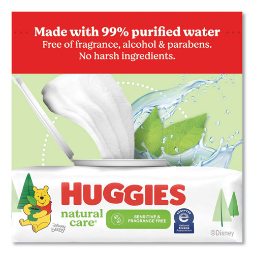 Image of Huggies® Natural Care Sensitive Baby Wipes, 1-Ply, 3.88 X 6.6, Unscented, White, 56/Pack, 8 Packs/Carton