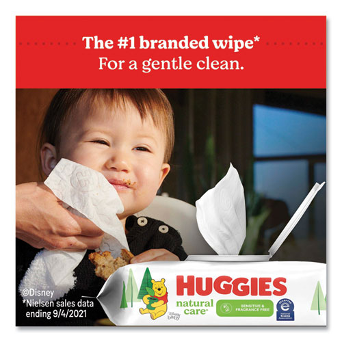 Natural Care Sensitive Baby Wipes, 1-Ply, 3.88 x 6.6, Unscented, White, 56/Pack, 8 Packs/Carton