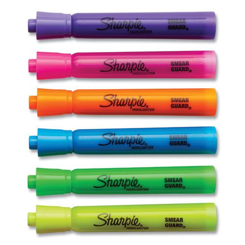 Image of Sharpie® Tank Style Highlighters, Assorted Ink Colors, Chisel Tip, Assorted Barrel Colors, 12/Pack
