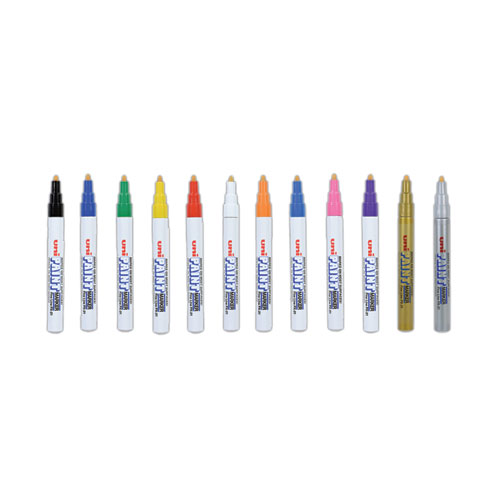 Image of Uni®-Paint Permanent Marker, Fine Bullet Tip, Assorted Colors, 12/Set