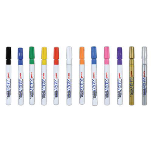 Image of Uni®-Paint Permanent Marker, Fine Bullet Tip, Assorted Colors, 12/Set