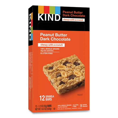 Image of Kind Healthy Grains Bar, Peanut Butter Dark Chocolate, 1.2 Oz, 12/Box