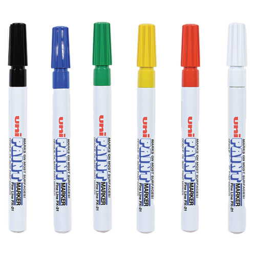 Image of Uni®-Paint Permanent Marker, Fine Bullet Tip, Assorted Colors, 6/Set