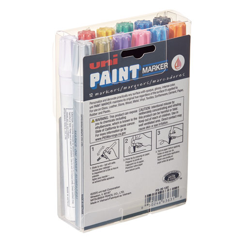 Image of Uni®-Paint Permanent Marker, Medium Bullet Tip, Assorted Colors, 12/Set