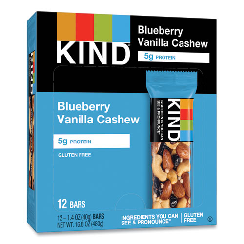 Image of Kind Fruit And Nut Bars, Blueberry Vanilla And Cashew, 1.4 Oz Bar, 12/Box