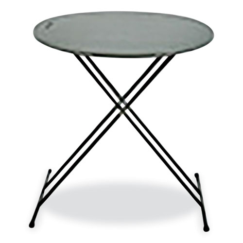7110017026953 SKILCRAFT Personal Adjustable Height Folding Table, 24" Diameter x 25h to 30h, Charcoal Gray