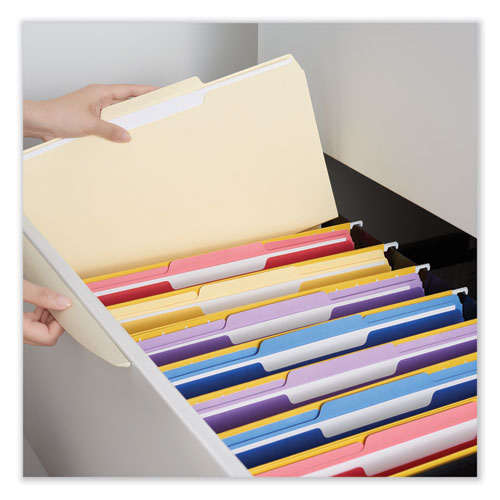 Image of Universal® Top Tab File Folders, 1/5-Cut Tabs: Assorted, Letter Size, 0.75" Expansion, Manila, 100/Box