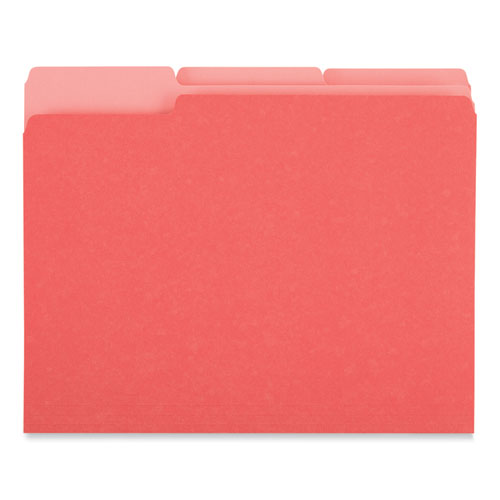 Image of Universal® Interior File Folders, 1/3-Cut Tabs: Assorted, Letter Size, 11-Pt Stock, Red, 100/Box