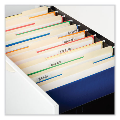 Image of Universal® Top Tab File Folders, 1/5-Cut Tabs: Assorted, Legal Size, 0.75" Expansion, Manila, 100/Box