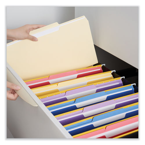 Image of Universal® Top Tab File Folders, 1/3-Cut Tabs: Center Position, Legal Size, 0.75" Expansion, Manila, 100/Box