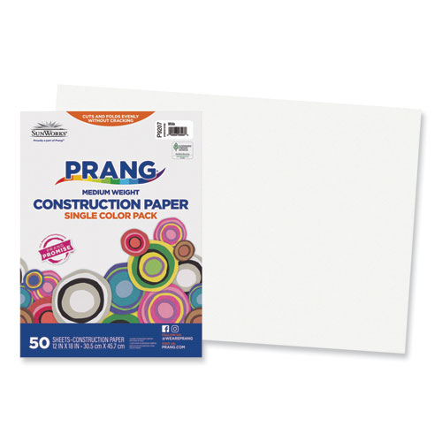 Prang® SunWorks Construction Paper, 50 lb Text Weight, 12 x 18, White, 50/Pack