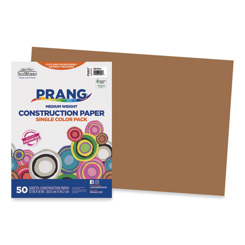 Prang® SunWorks Construction Paper, 50 lb Text Weight, 12 x 18, Light Brown, 50/Pack