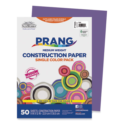 Prang® SunWorks Construction Paper, 50 lb Text Weight, 9 x 12, Violet, 50/Pack