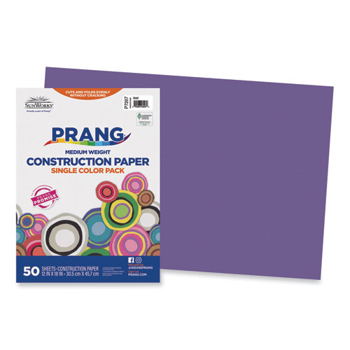 Prang® SunWorks Construction Paper, 50 lb Text Weight, 12 x 18, Violet, 50/Pack