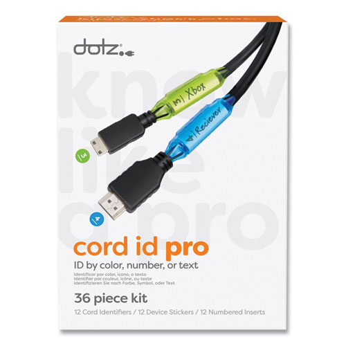 Dotz® Cord Id Pro, (12) Cable Identifiers, (12) Device Stickers, (12) Customizable Inserts