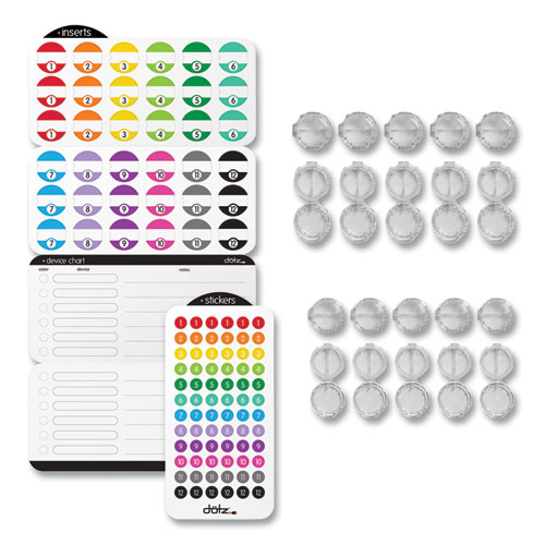 Image of Dotz® Cord Id Kit, (12) Regular And (12) Jumbo-Sized Cord Identifiers, (72) Color-Coded Stickers, (36) Identifier Inserts