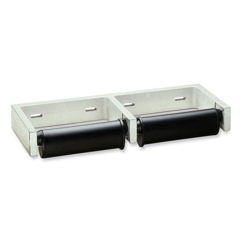 ClassicSeries Toilet Tissue Dispenser for Two Rolls, Controlled Delivery, 12.5 x 4 86 x 1.5, Black/Aluminum