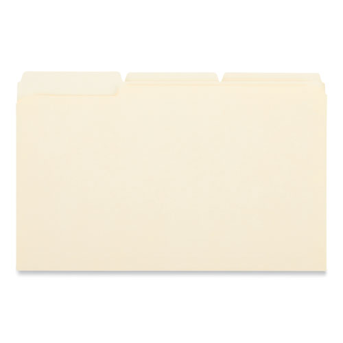 Double-Ply Top Tab Manila File Folders, 1/3-Cut Tabs: Assorted, Legal Size, 0.75" Expansion, Manila, 100/Box