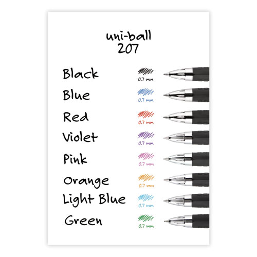 Image of Uniball® Signo 207 Gel Pen, Retractable, Medium 0.7 Mm, Black Ink, Translucent Black Barrel, 4/Pack